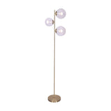 Sarantino 3-Light Gold Metal Floor Lamp with Glass Shades