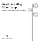 Sarantino 3-Light Gold Metal Floor Lamp with Glass Shades - Extra Image