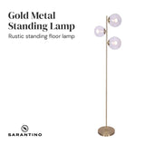 Sarantino 3-Light Gold Metal Floor Lamp with Glass Shades - Extra Image