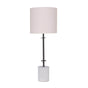 Sarantino Concrete Metal Desk Table Lamp Linen Drum Shade - Off-White