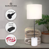 Sarantino Concrete Metal Desk Table Lamp Linen Drum Shade - Off-White