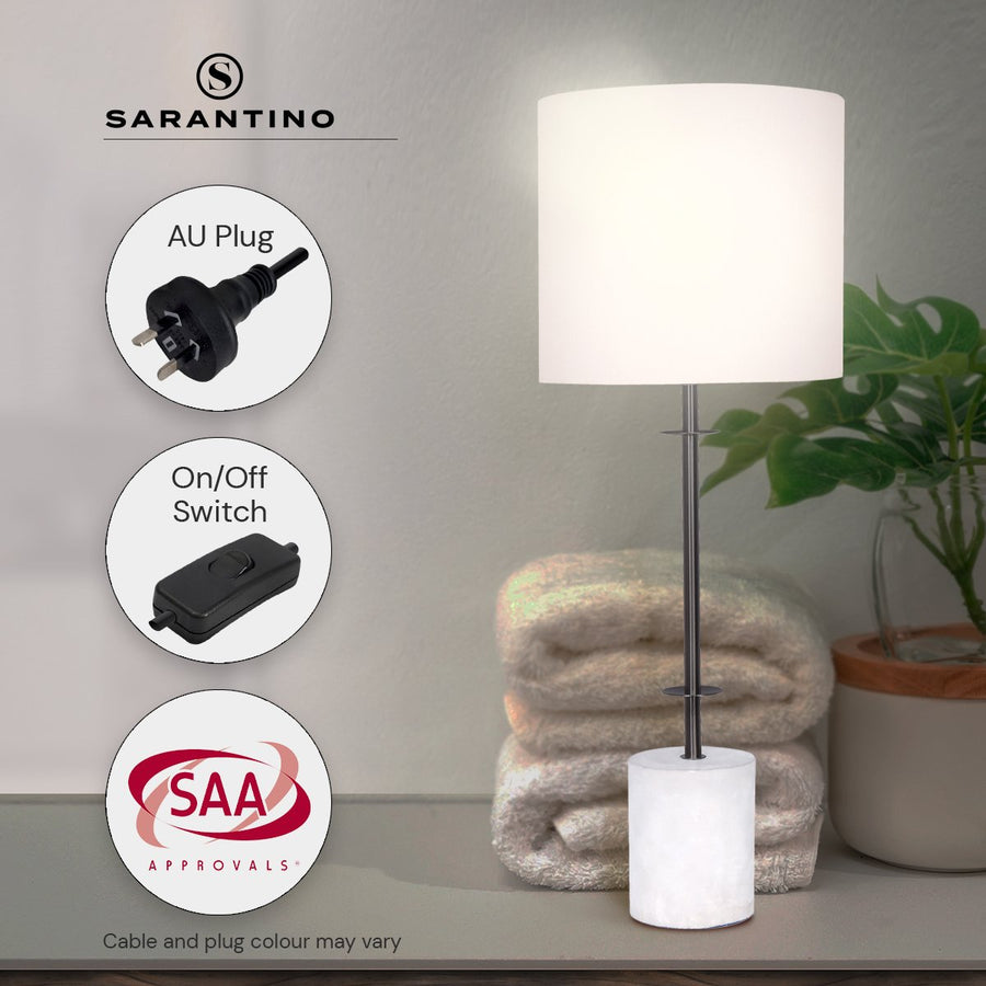 Sarantino Concrete Metal Desk Table Lamp Linen Drum Shade - Off-White