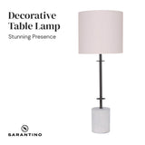 Sarantino Concrete Metal Desk Table Lamp Linen Drum Shade - Off-White