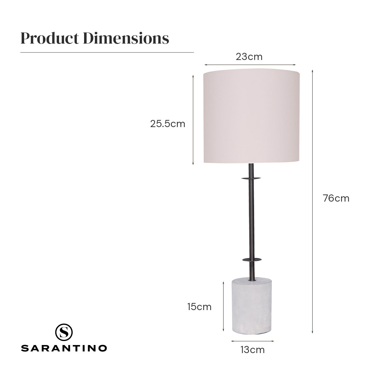 Sarantino Concrete Metal Desk Table Lamp Linen Drum Shade - Off-White