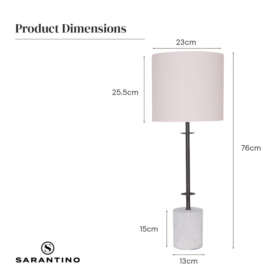 Sarantino Concrete Metal Desk Table Lamp Linen Drum Shade - Off-White