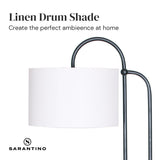 Sarantino Metal Floor Lamp with Marble Base & Off-White Shade - Extra Image