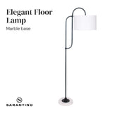 Sarantino Metal Floor Lamp with Marble Base & Off-White Shade - Top-Down View