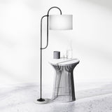 Sarantino Metal Floor Lamp with Marble Base & Off-White Shade - Rear View