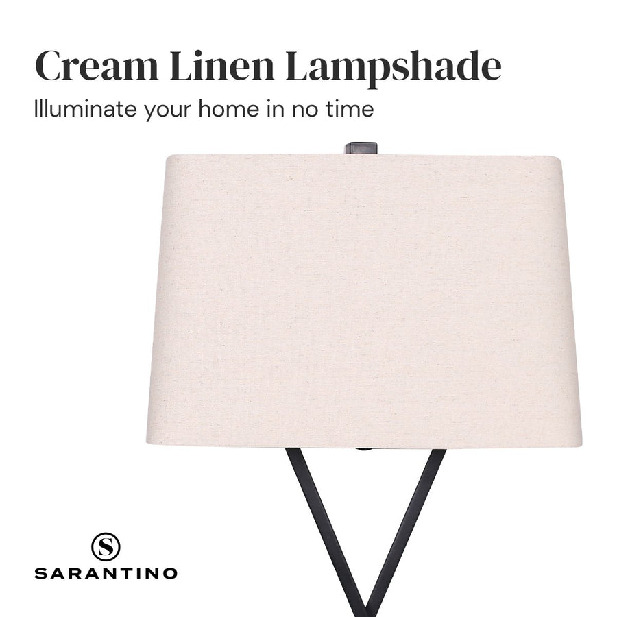 Sarantino Pair (x2) Metal Table Lamp Rectangular Shade X Stand