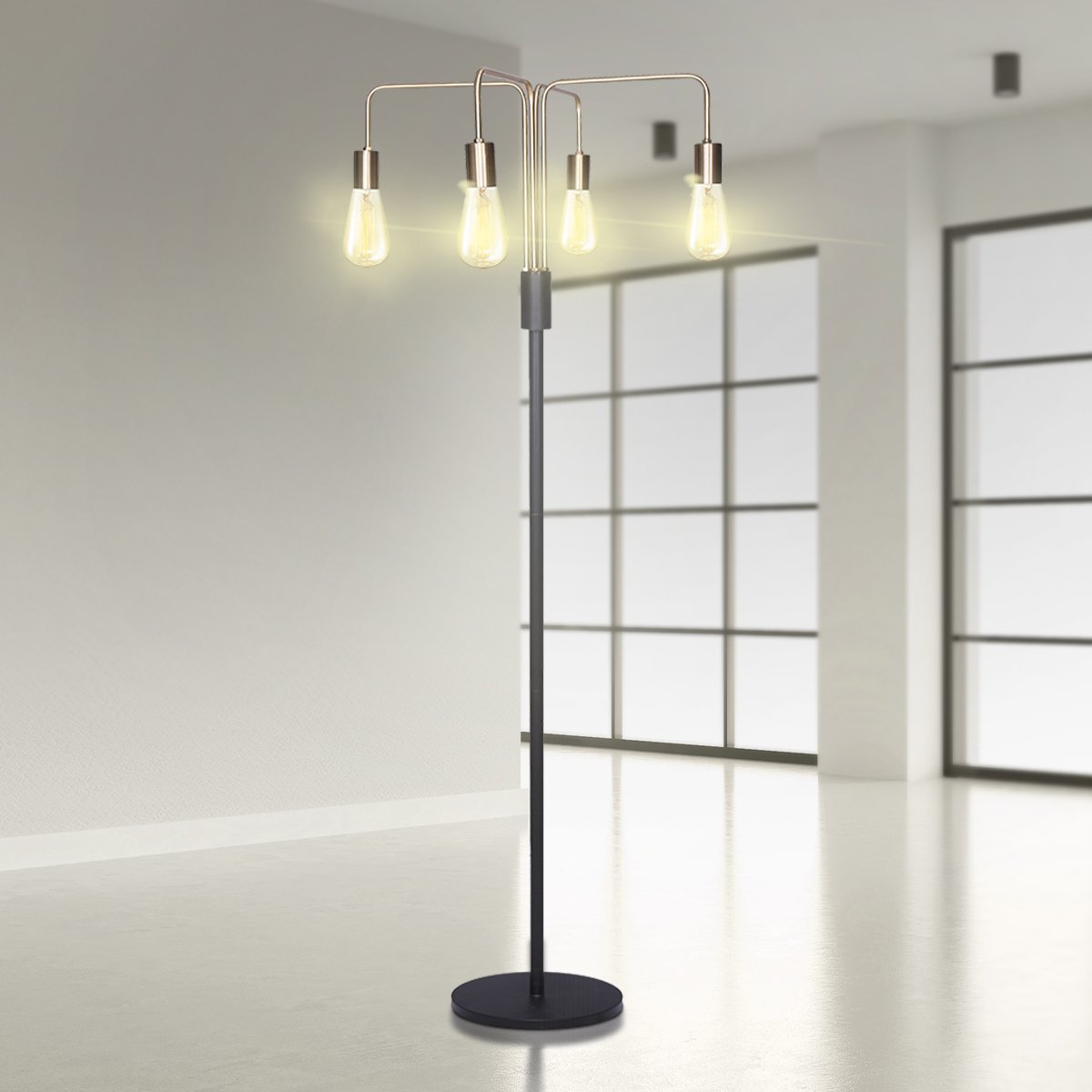 Sarantino 4-Light Industrial Floor Lamp