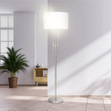 Sarantino Brushed Nickel Height-Adjustable Metal Floor Lamp - Extra Image