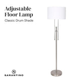 Sarantino Brushed Nickel Height-Adjustable Metal Floor Lamp - Extra Image