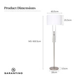 Sarantino Brushed Nickel Height-Adjustable Metal Floor Lamp - Extra Image
