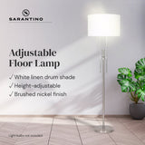 Sarantino Brushed Nickel Height-Adjustable Metal Floor Lamp - Extra Image