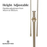 Sarantino Brushed Gold Height-Adjustable Metal Floor Lamp - Extra Image