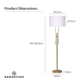 Sarantino Brushed Gold Height-Adjustable Metal Floor Lamp - Extra Image