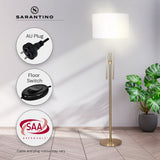 Sarantino Brushed Gold Height-Adjustable Metal Floor Lamp - Extra Image