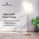 Sarantino Brushed Gold Height-Adjustable Metal Floor Lamp - Extra Image
