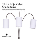 Sarantino 3-Light Metal Arc Floor Lamp - Nickel & Marble Finish - Extra Image