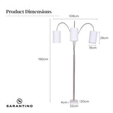 Sarantino 3-Light Metal Arc Floor Lamp - Nickel & Marble Finish - Extra Image