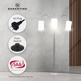 Sarantino 3-Light Metal Arc Floor Lamp - Nickel & Marble Finish - Extra Image