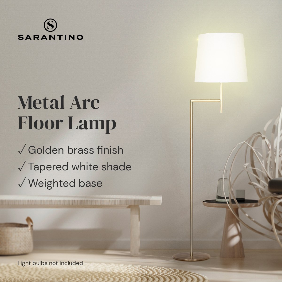 Sarantino Metal Floor Lamp - Antique Brass