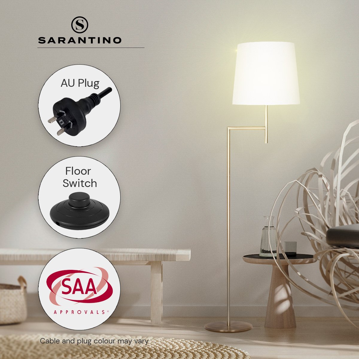 Sarantino Metal Floor Lamp - Antique Brass