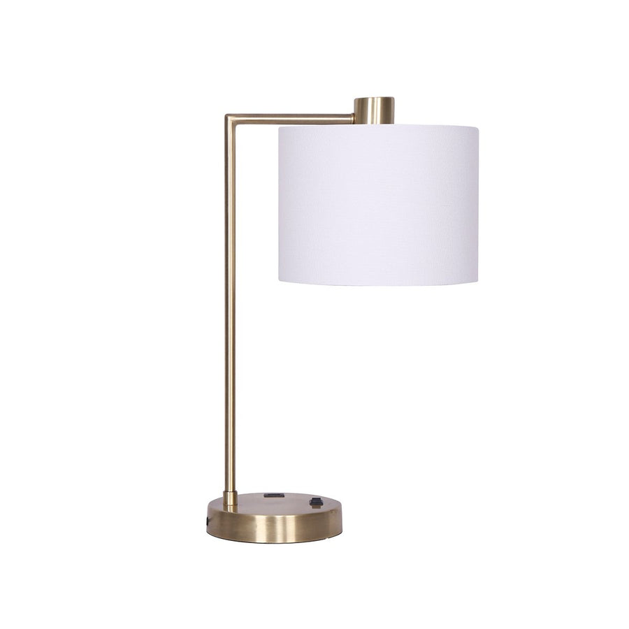 Sarantino Task Lamp with USB Charging Port Antique Metal Brass Finish