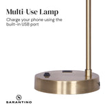 Sarantino Task Lamp with USB Charging Port Antique Metal Brass Finish - Side View