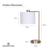 Sarantino Task Lamp with USB Charging Port Antique Metal Brass Finish