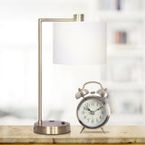 Sarantino Task Lamp with USB Charging Port Antique Metal Brass Finish - Rear View