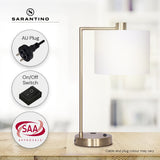 Sarantino Task Lamp with USB Charging Port Antique Metal Brass Finish - Close-Up Angle