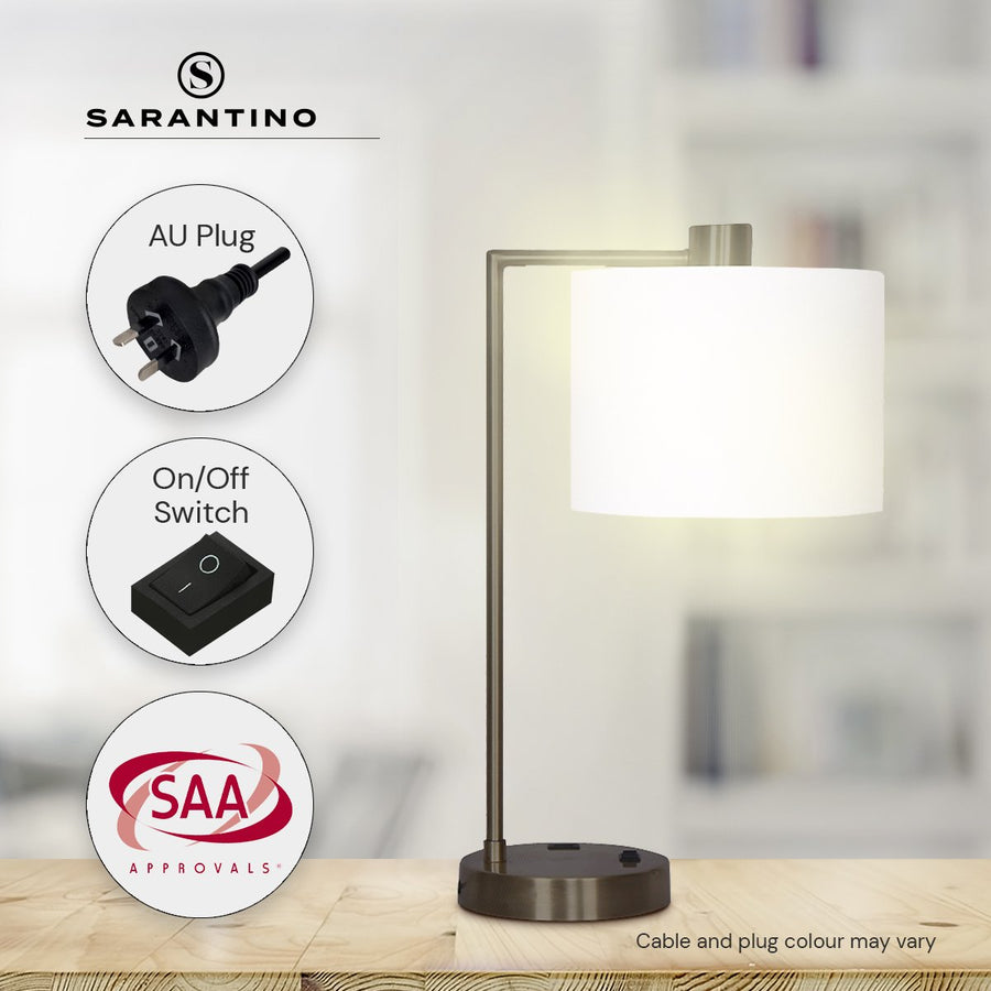Sarantino Metal Task Lamp with USB Port - Bronze