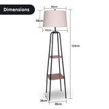 Sarantino Metal Etagere Floor Lamp Shade Metal Shelf in Wood Finish - Close-Up Angle