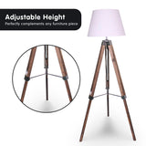 Sarantino Solid Wood Tripod Floor Lamp Adjustable Height White Shade - Extra Image