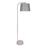 Sarantino Metal Task Floor Lamp Nickel Finish with Grey Fabric Shade - Close-Up Angle
