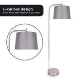 Sarantino Metal Task Floor Lamp Nickel Finish with Grey Fabric Shade - Extra Image