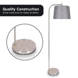 Sarantino Metal Task Floor Lamp Nickel Finish with Grey Fabric Shade - Extra Image