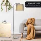 Sarantino Metal Task Floor Lamp Nickel Finish with Grey Fabric Shade - Extra Image