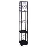 Sarantino Metal Etagere Floor Lamp with Wine Holder Shelf - Close-Up Angle
