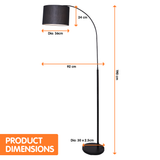 Sarantino Metal Arc Arm Floor Lamp Shade Black - Low Angle
