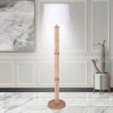 Sarantino Rattan Floor Lamp With Off-White Linen Shade - Extra Image