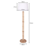 Sarantino Rattan Floor Lamp With Off-White Linen Shade - Front View
