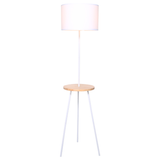 Sarantino Metal Tripod Floor Lamp Shade with Wooden Table Shelf - Low Angle