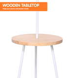 Sarantino Metal Tripod Floor Lamp Shade with Wooden Table Shelf - Extra Image