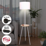 Sarantino Metal Tripod Floor Lamp Shade with Wooden Table Shelf - Extra Image