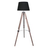 Sarantino Timber Tripod Floor Lamp Adjustable Height Taper Fabric - Close-Up Angle