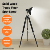 Sarantino Tripod Floor Spot Lamp Reading Adjustable Height Metal Black - Extra Image