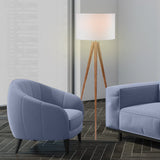Sarantino Metal Tripod Floor Spot Lamp Shade Drum in Wooden Finish - Extra Image
