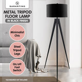 Sarantino Minimalist Modern Tripod Floor Lamp Black - Low Angle